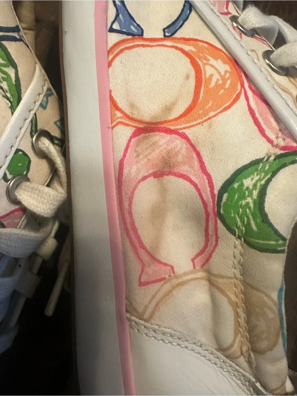 Coach Multicolor Signature Canvas Sneakers in White, Pink, Blue, Green, Orange